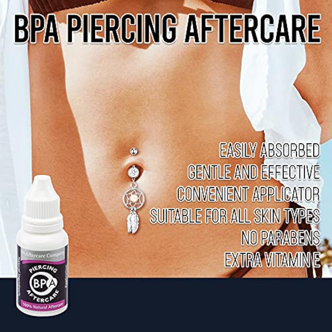 BPA Piercing Aftercare - Box 24 x 10ml from The Aftercare Company - Dermatology Approved -Vegan Friendly - Cruelty Free - Unique Formula.