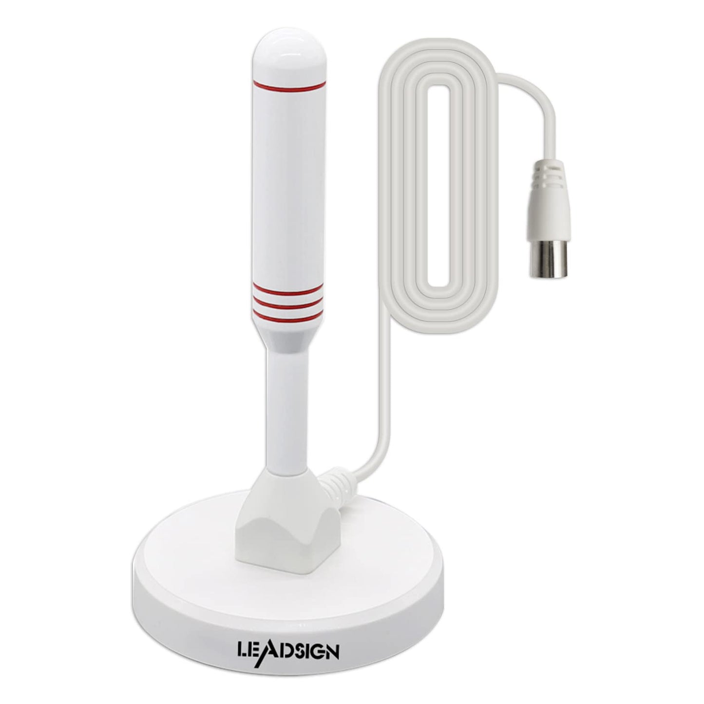 Portable Indoor TV Aerial with Magnetic Base White-LEADSIGN 360?Reception High Gain Digital Freeview TV Antenna, 4K 1080P VHF UHF