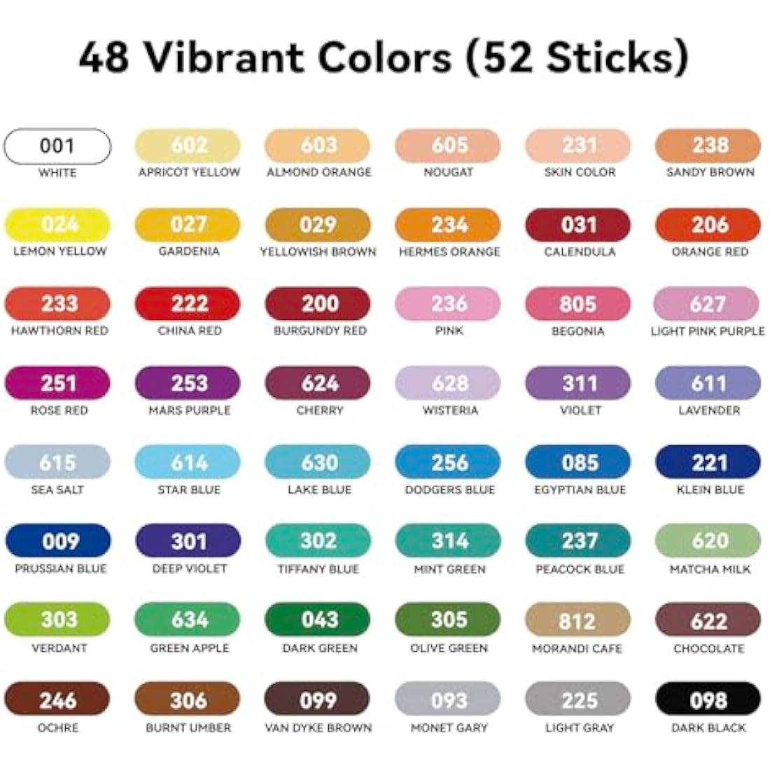 LIGHTWISH Professional Oil Pastels, 48 Vibrant Colors Plus 4 White, Set of 52, Creamy and Pigmented Artist Soft Oil Pastels for Blending, Layering & Shading