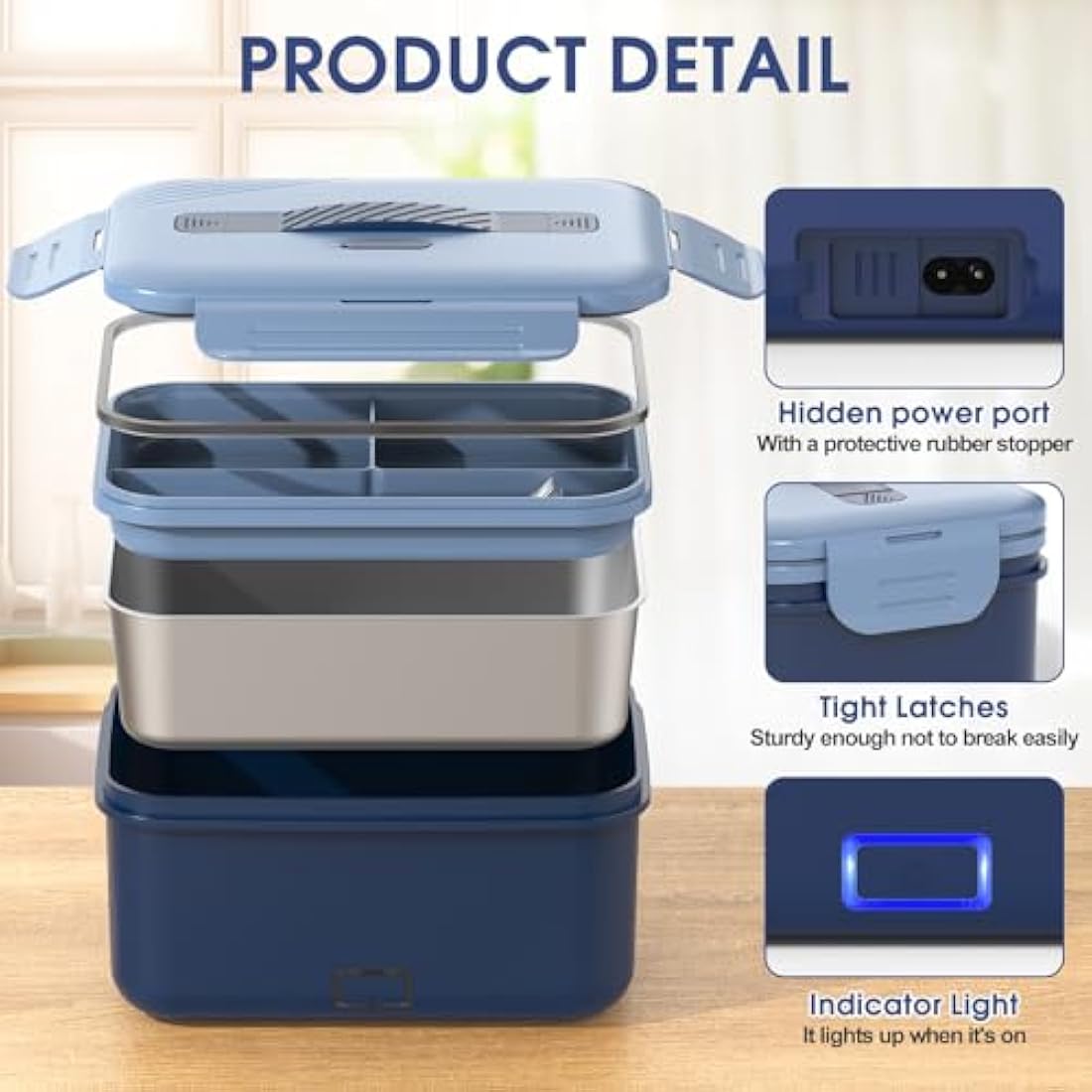 Monteka Electric Lunch Box for Adults, 100W Heated Lunch Box with Spoon, Fork and Insulated Lunch Bag, 1.8L Large 304 SS Container, 12V/24V/230V Electric Lunchbox for Car Truck Home, Gifts for Lover