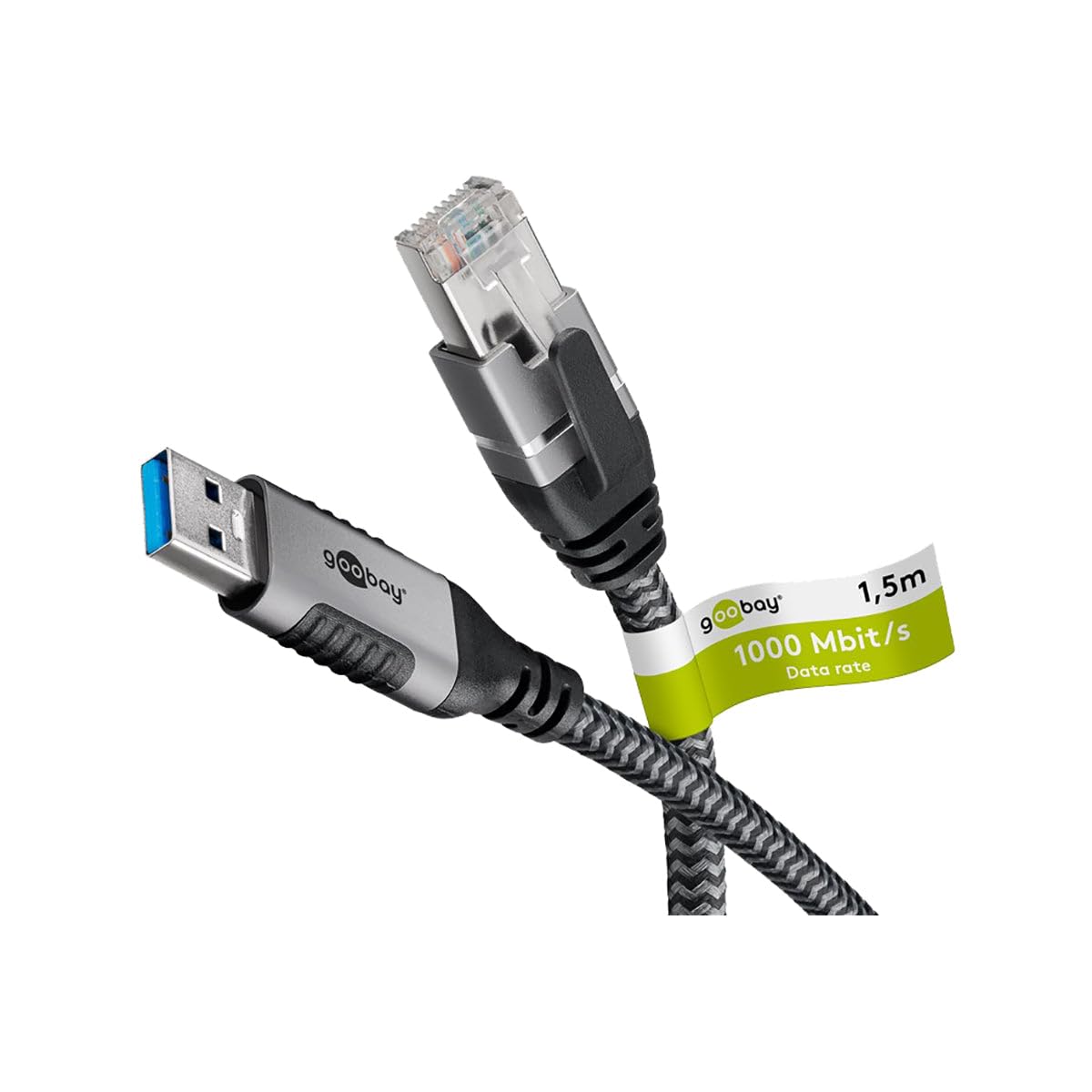 Goobay 70693 USB-A to RJ45 Ethernet CAT 6 Cable for Stable wired Internet connection with Router/Modem/Network Switch/Replaces USB to RJ45 Adapter / 1