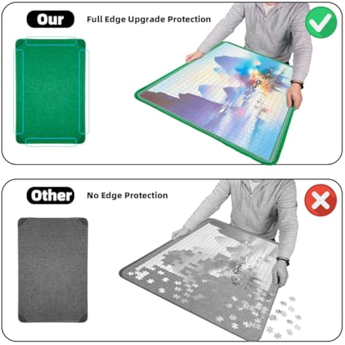 MOZOOSON Jigsaw Puzzle Board - 1000 Pieces Storage, Puzzle Storage Board 32 x 22inches, Jigsaw Puzzle Accessories for Easy Move and Store (6 Puzzle Sorting Trays & 1 Clear Cover)