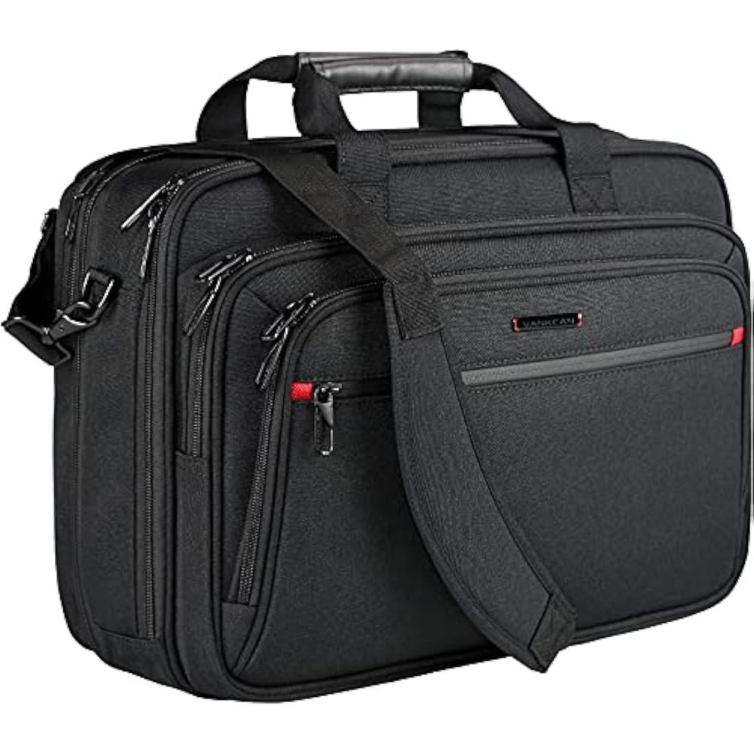 VANKEAN Laptop Briefcase for Men Women, Fits Up to 17.3 Inch Laptop Expandable Premium Laptop Shoulder Bag Water-Repellent Messenger Bag Computer Bag for Travel/Business/School-Black
