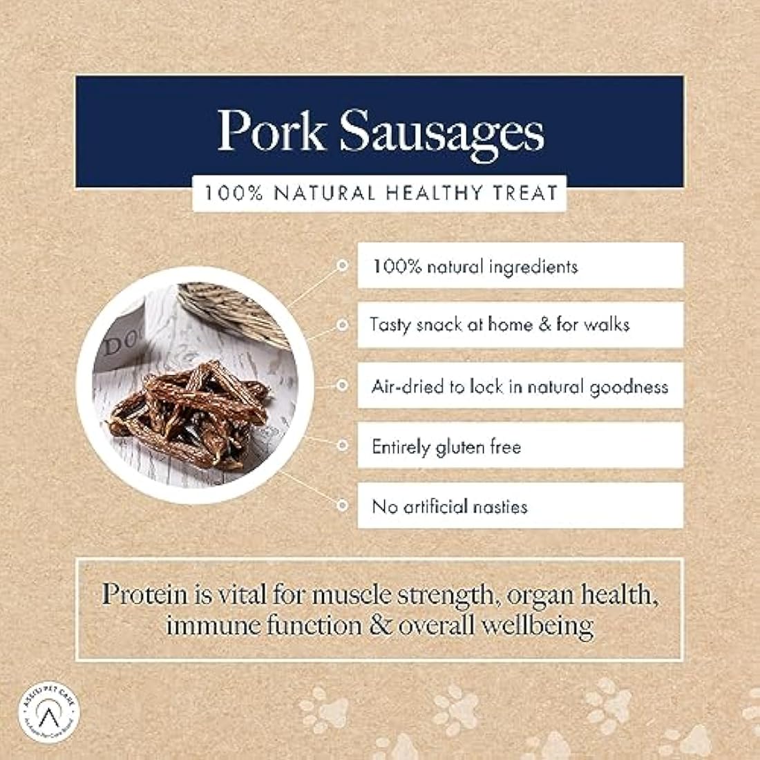 Hollings Pork Sausages Dog Treats, Delicious, Nutritious Air Dried Chews for Adult Dogs, 100% Gluten Free & Made with 100% Natural Ingredients (3kg)