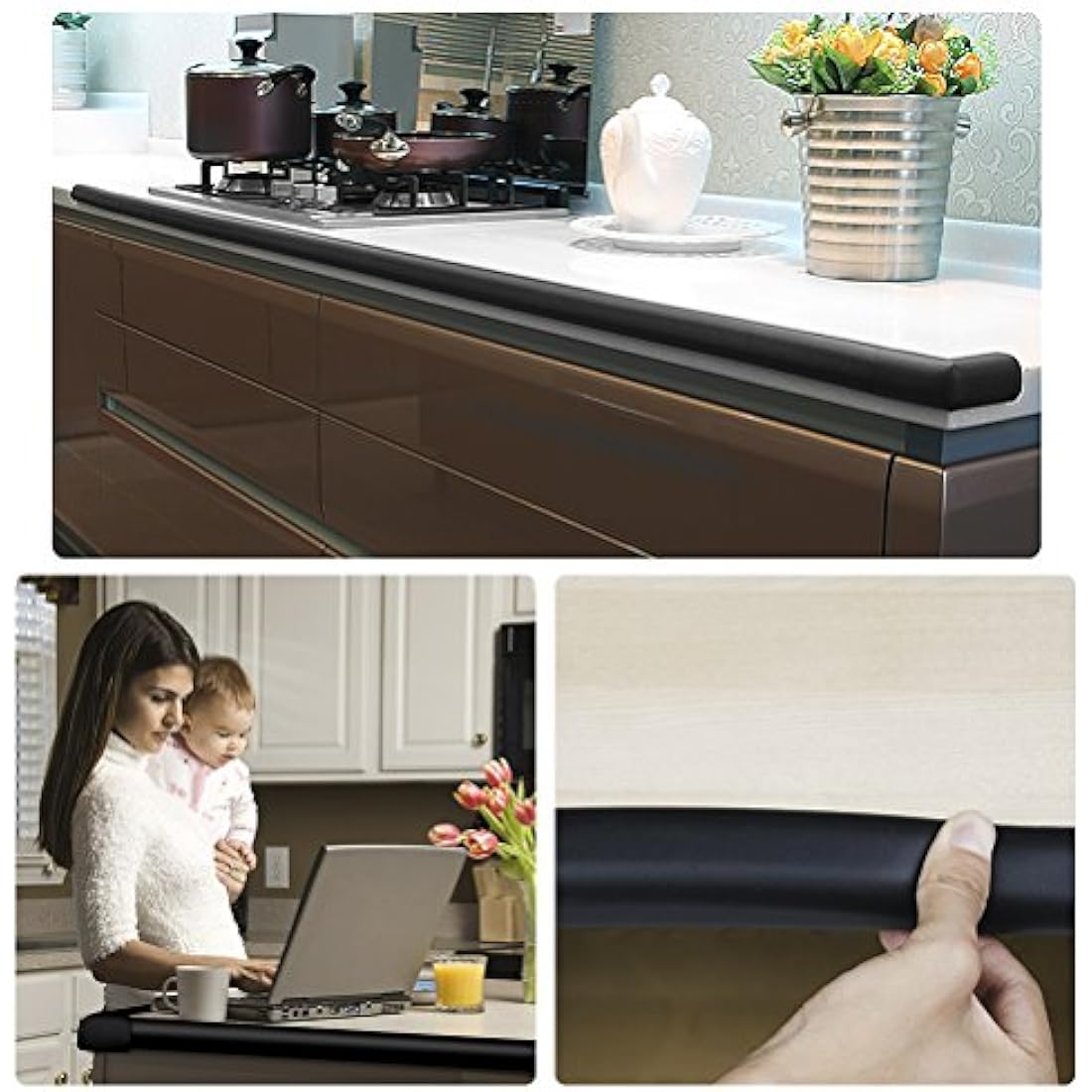 Vicloon Edge Protectors, 2M * 2 Roll Foam Safety Strip, Kids Anti Collision Strip, Thicken Soft Protective, Edge Corner Guard for Baby, Kids and Child - Black