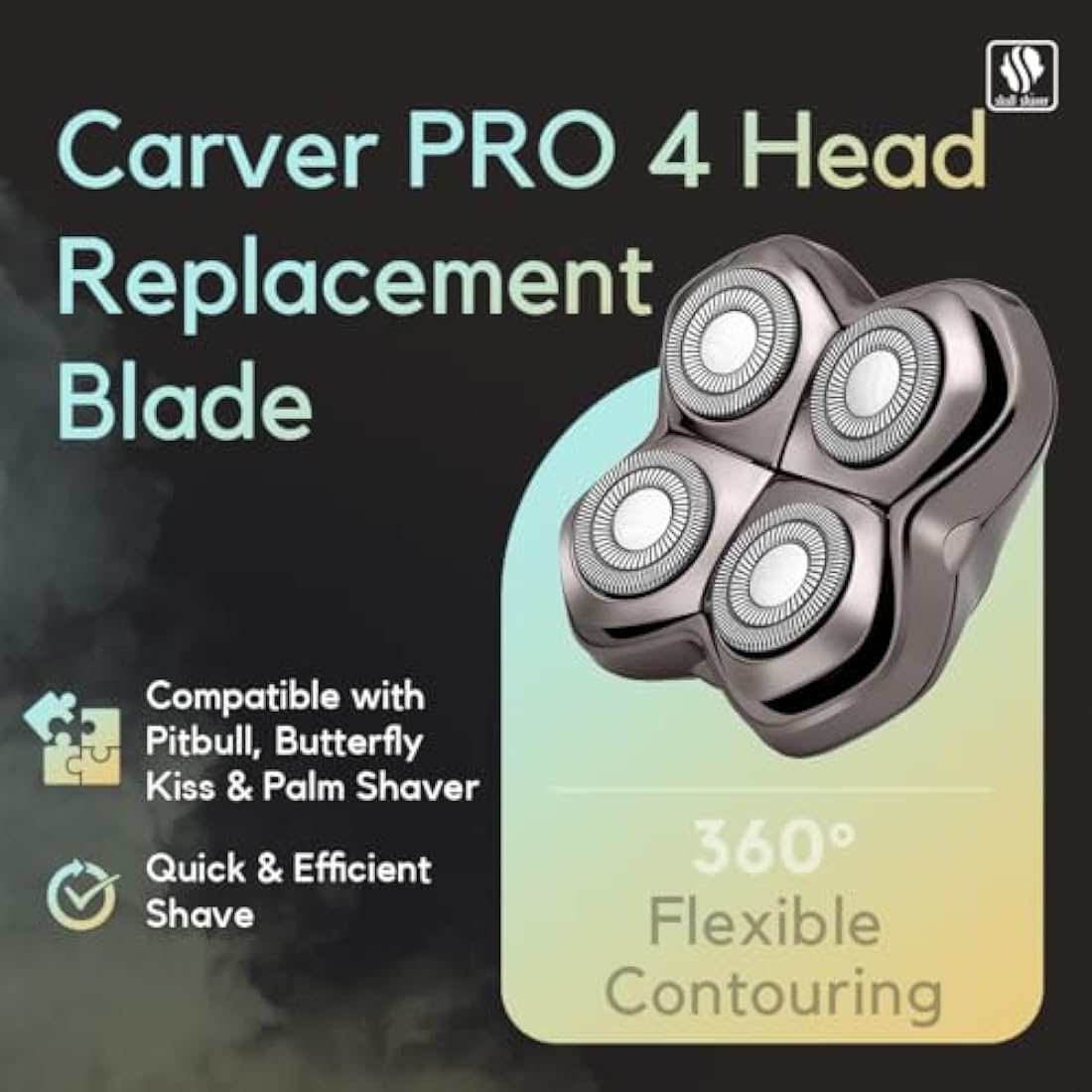 Skull Shaver Carver PRO 4 Head Replacement Blade - for Pitbull, Palm & Butterfly Kiss Shavers - Beard Grooming, Body Shaving & Bald Head Razor Blade