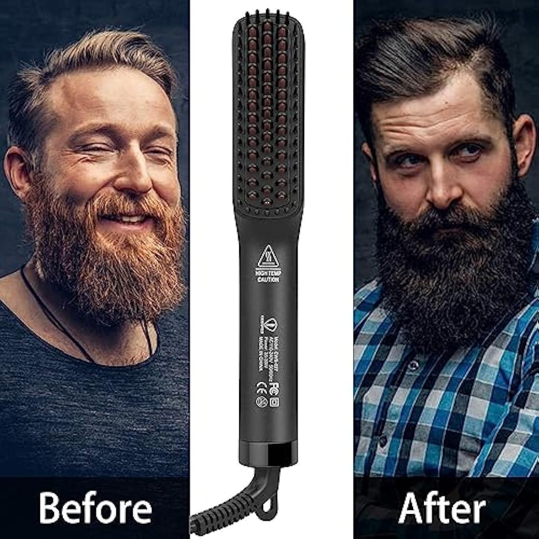 Ceenwes 3 in 1 Professional Beard Straightener with Beard Oil & Balm, Portable Hair Straightener Brush for Men & Women