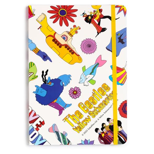 Puckator A5 Lined Notebook in Recycled Paper – Yellow Submarine, Beatles – White