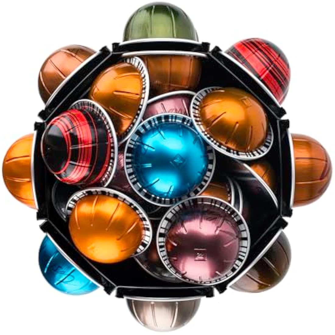 Bagoo Coffee Pod Carousel Holder for Nespresso Vertuoline 360 Degree Rotation with Central Additional Storage Vertuo Capsules (40+)