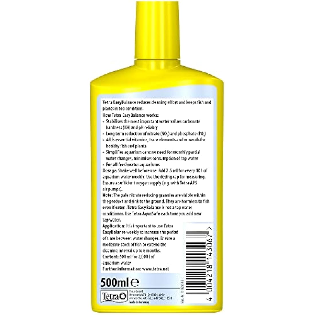 Tetra EasyBalance - long-term care for biologically healthy aquarium water and a reduced number of water changes, 500 ml (Pack of 1)