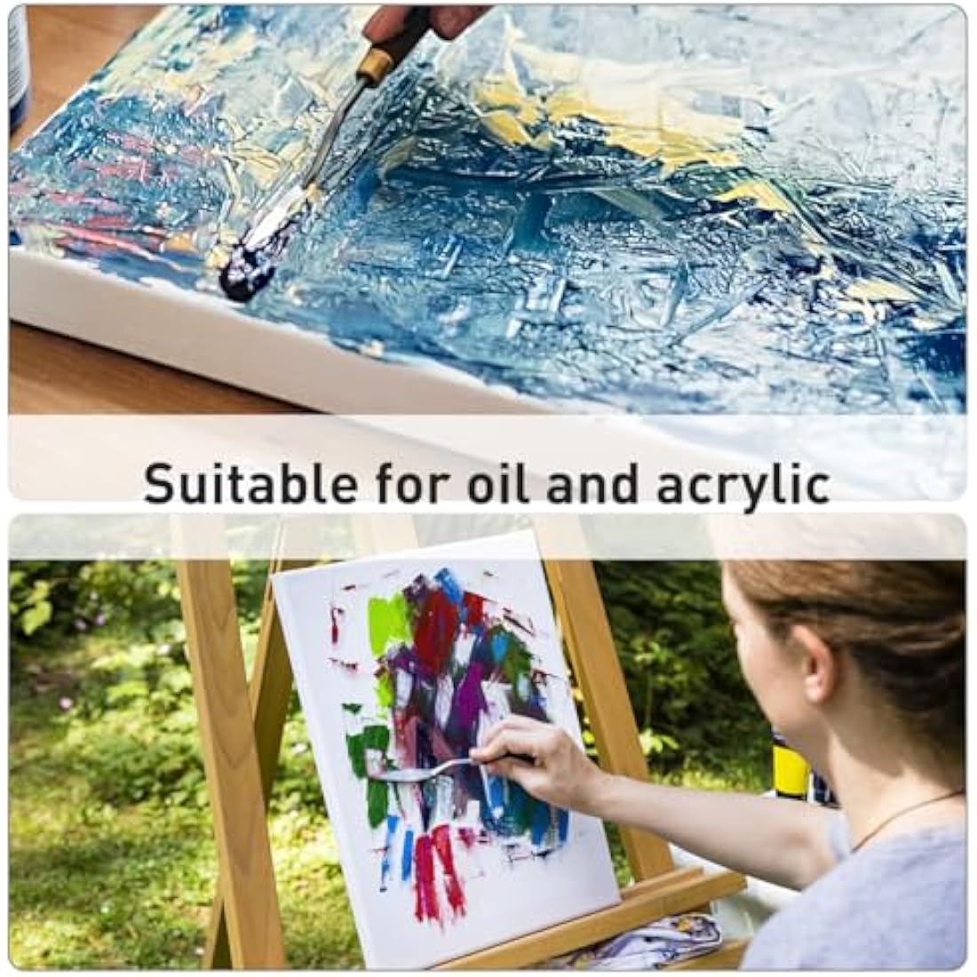 Colour Splash 40x50cm Stretched Canvas with Pinewood Frame (1pk), 3.8cm Deep Edge, 4.8cm Pine Frame, Linen & Cotton Blend, Medium Grain, Triple-Primed 450gsm, Durable Blank Canvas for Oil & Acrylic