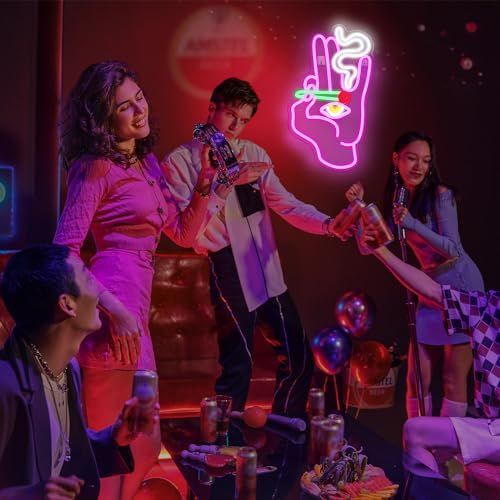 Looklight Evil Eye Neon Signs Hand Eye Neon Signs Pink White Led Neon Signs for Wall Decor, Hamsa Neon Sign, USB Eye Neon Light Signs for Bedroom Game Room Home Bar Pub Cafes Party Gift