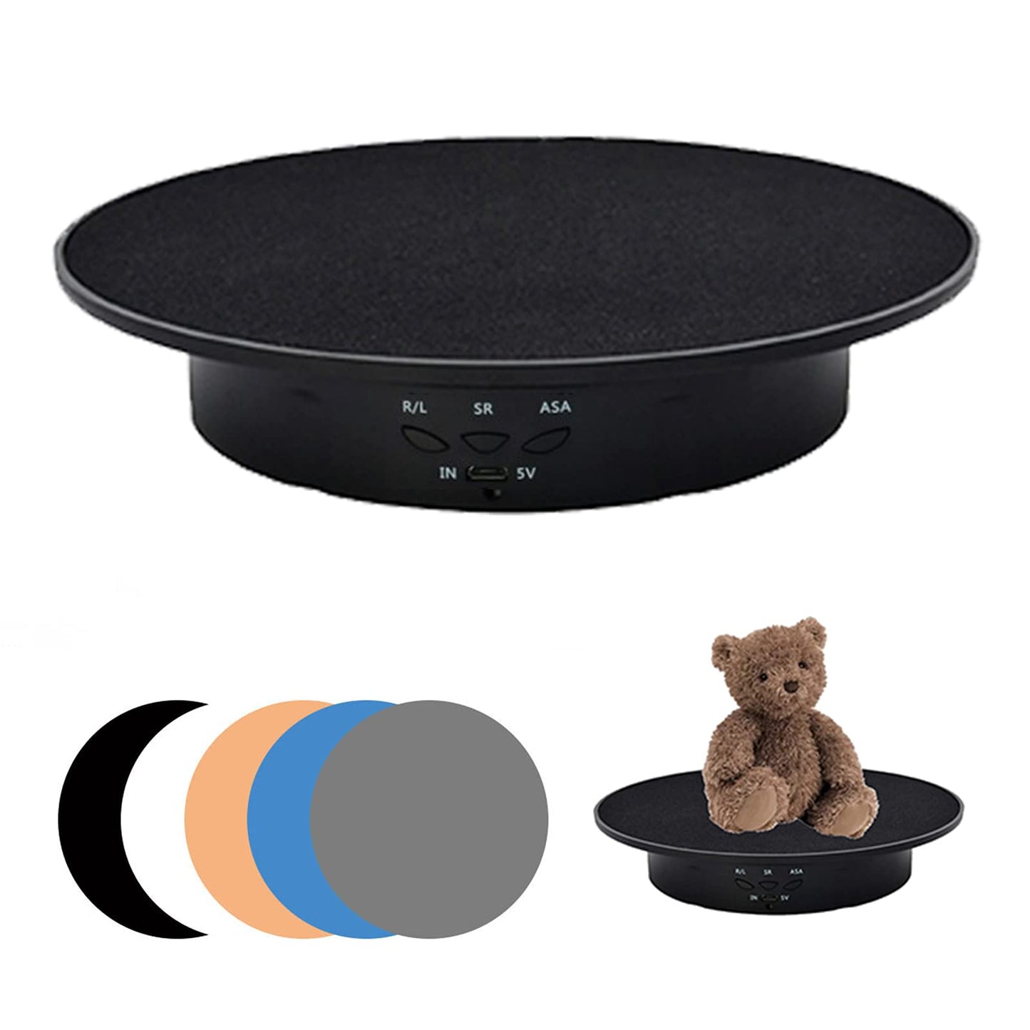 luolety Electric Rotating Turntable, 90? 180? Motorized Rotating Stand Display Speed and Direction Adjustable for Photography Live Video with 5
