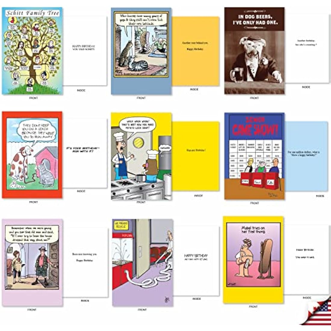 NobleWorks - Variety Pack of 36 Assorted Funny Birthday Cards Bulk Box Set w/Envelopes, Edgy Humor B-Day for Men, Women (36 Designs, 1 Each) - Birthday Favorites AC2911BDG-B1x36