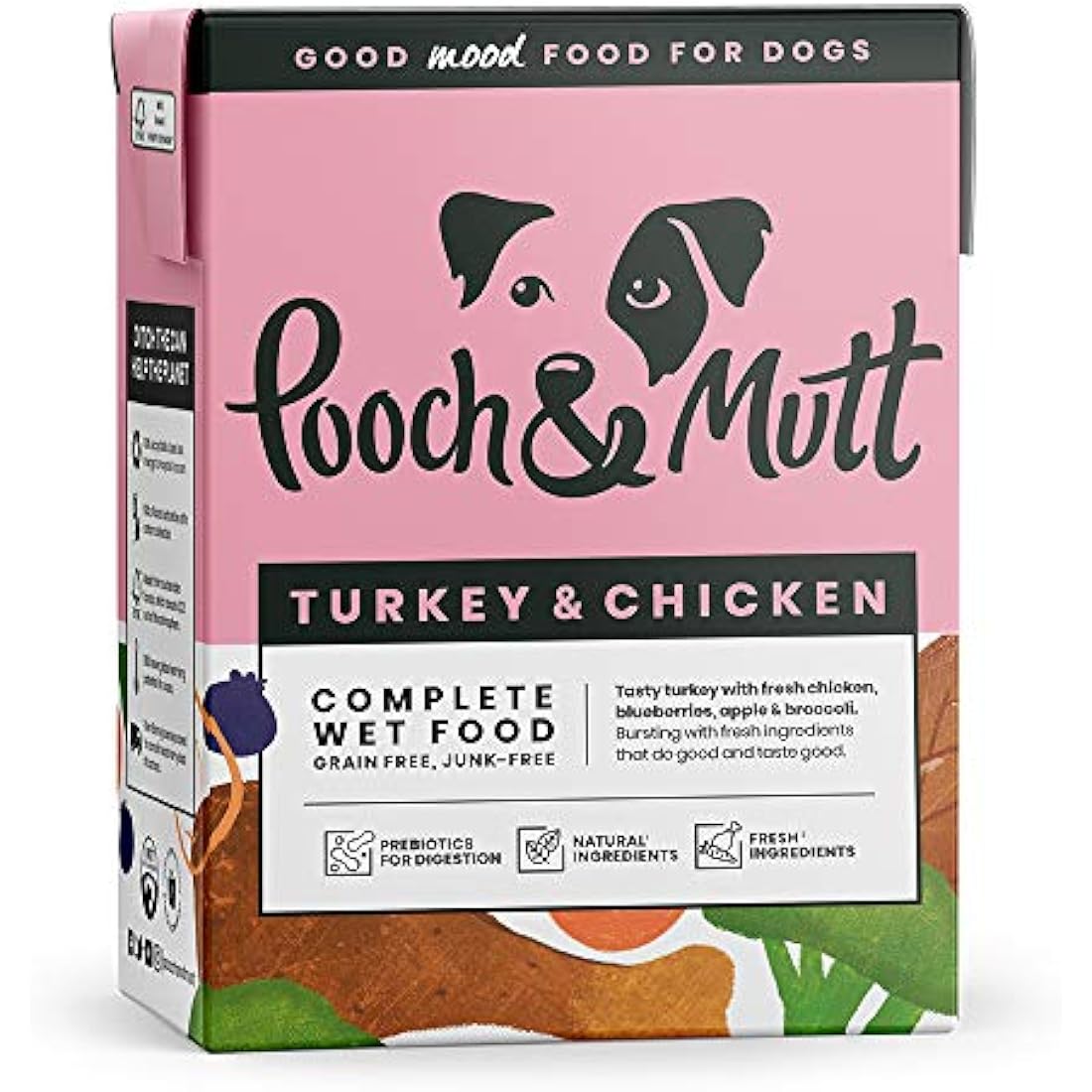 Pooch & Mutt - Turkey & Chicken Pack of Complete Wet Dog Food, Dry Dog Food Topper, 12x375g