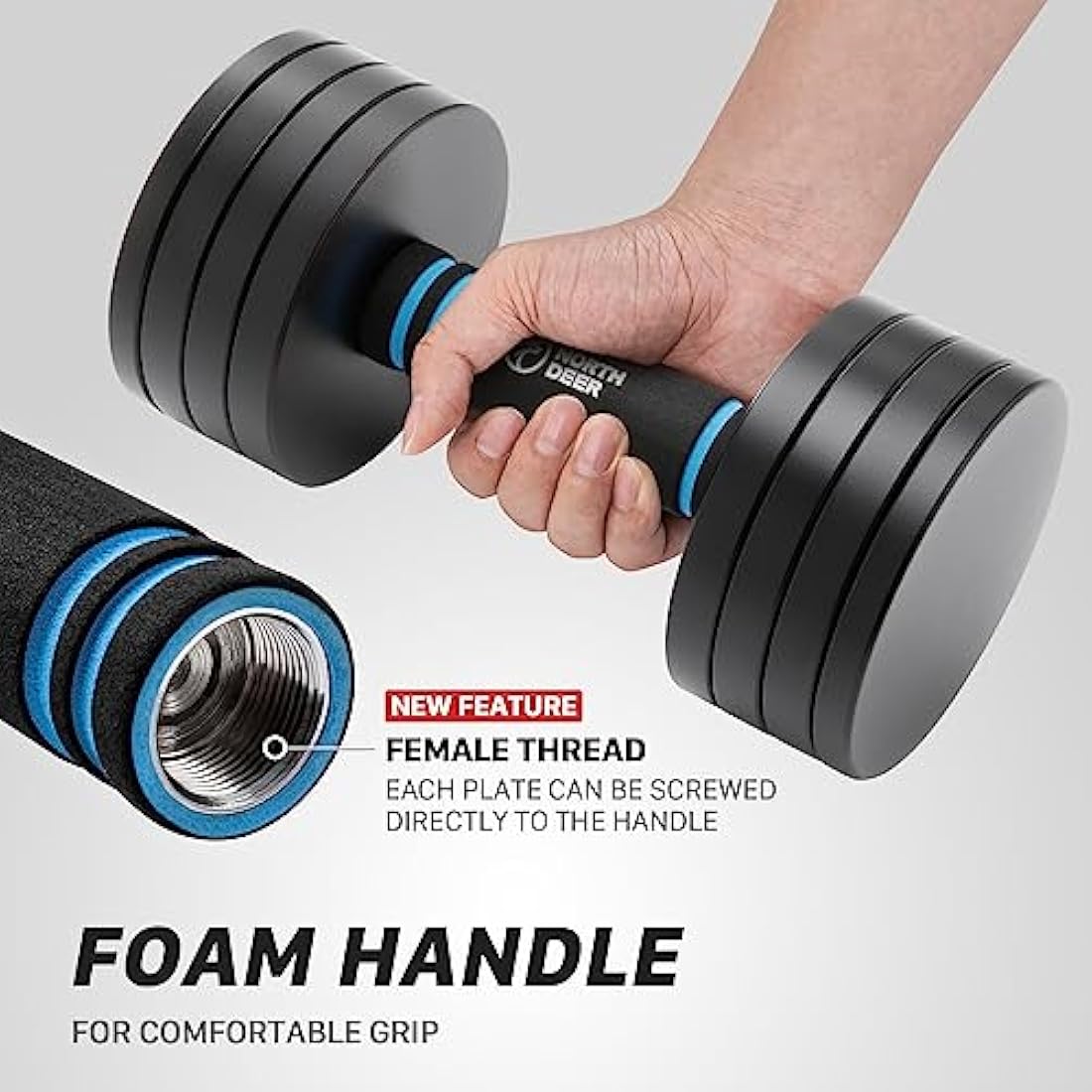 Northdeer Dumbbell Barbell Set 10kg Pair - 2.5kg 3kg 5kg 5.5kg 7.5kg 8kg 10kg - Adjustable Dumbbells V2.0 with Barbell Home Gym Workout