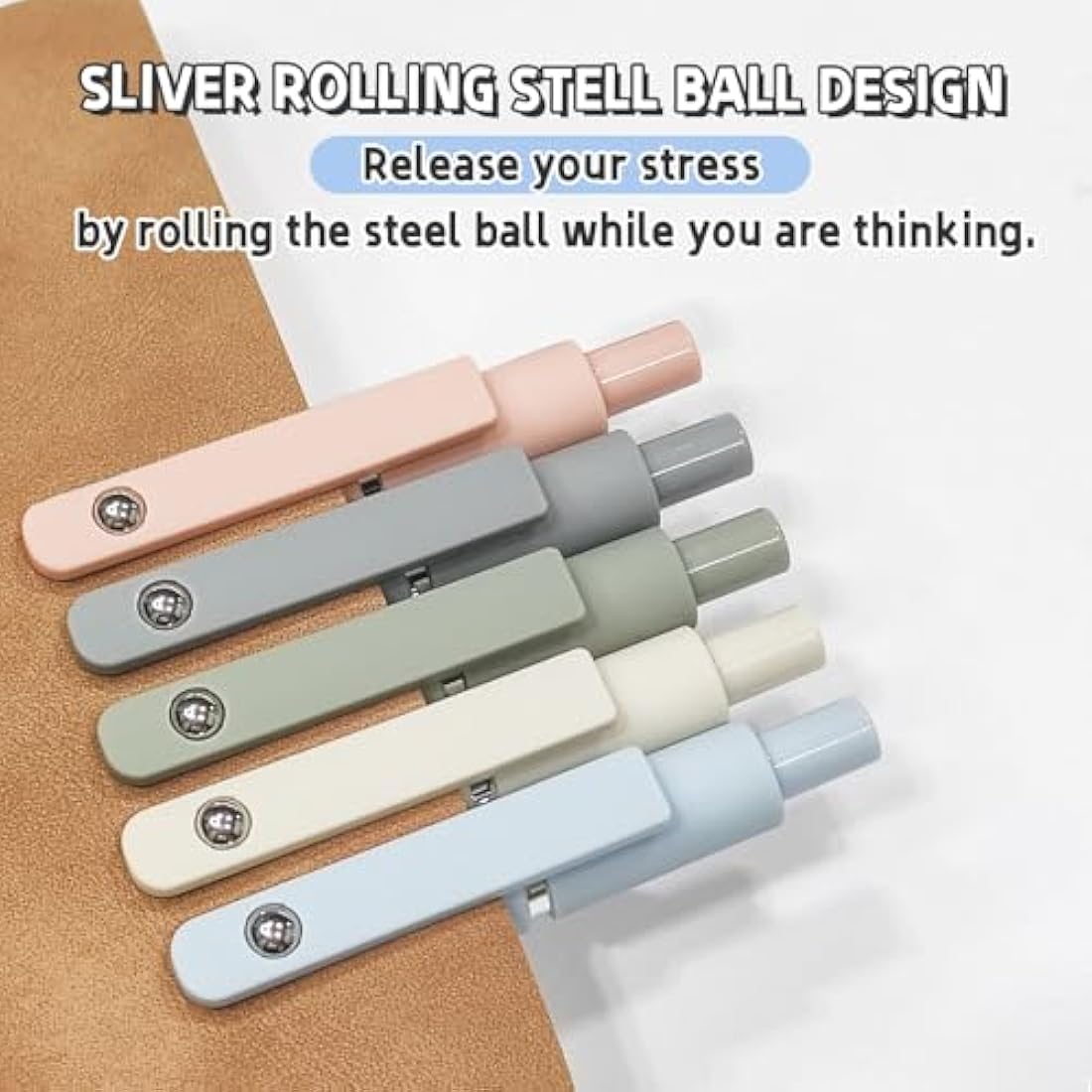 UIXJODO Gel Pens, 5 Pcs 0.5mm Japanese Black Ink Pens Fine Point Smooth Writing Pens with Silicone Grip, High-End Series Metal Clip Retractable Pens (5 Pcs Morandi)