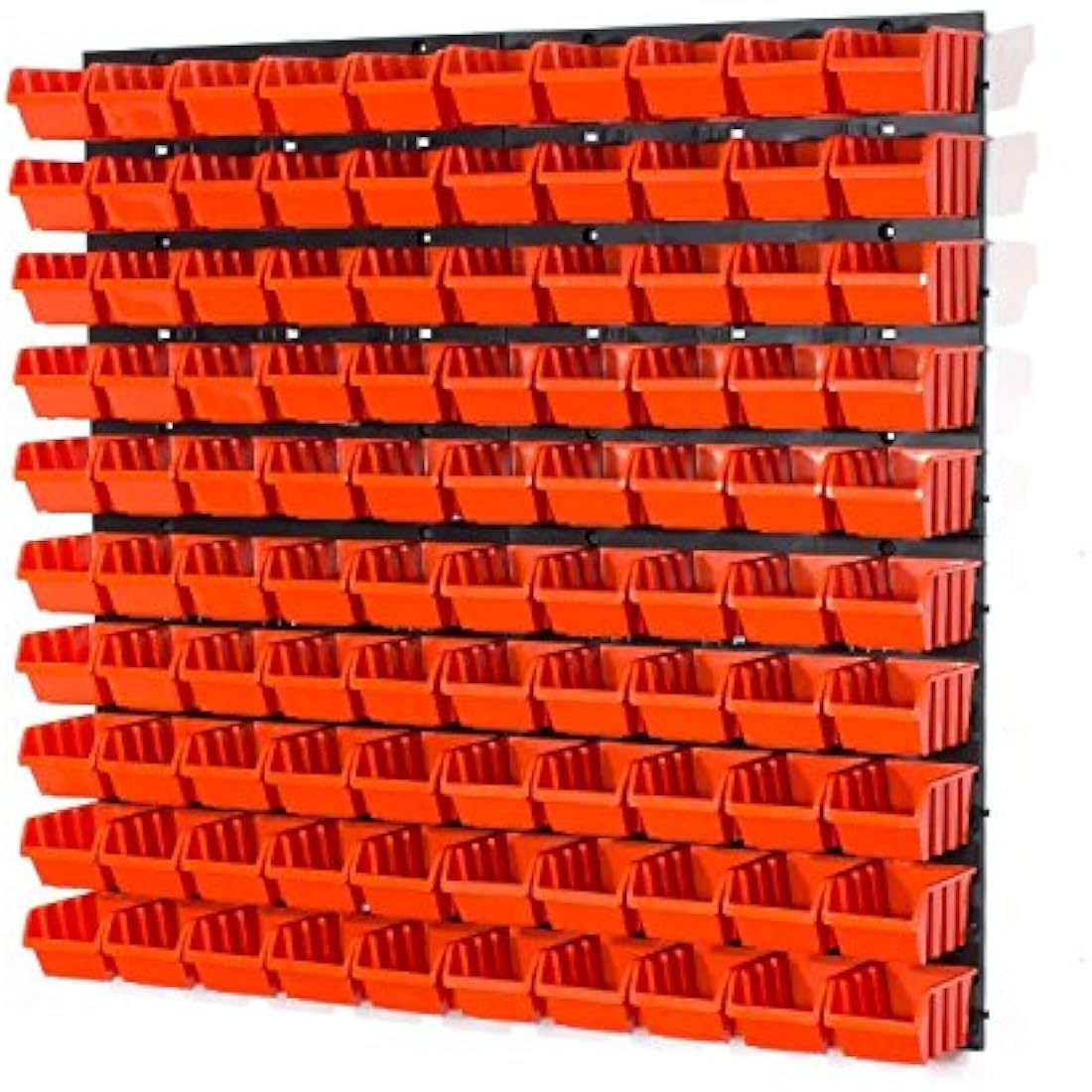 Set of 100 XS size IN-Box storage bins and wall mounted louvre