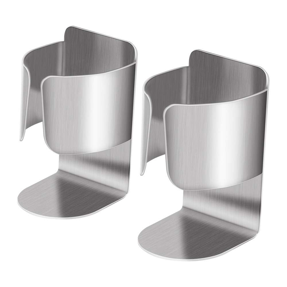 Yoassi 2Pcs Electric Toothbrush Holders, Wall Mounted Electric Toothbrush Stand with Strong Self-Adhesive 3M Sticker Stainless Steel Toothpaste