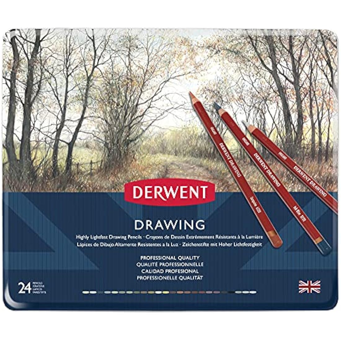 Derwent Drawing Colouring Pencils, Drawing & Writing, Set Of 24, Ideal For Illustrating & Detailing, Professional Quality, 0700672