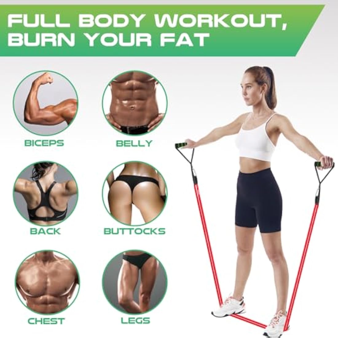 Resistance Bands Set, 4 Levels Exercise Bands for Men Women,Pull Up Bands Gym for Crossfit Fitness Strength Training Yoga with Door Anchor, Handles, Protective Covers, Carry Bag & Training Instruction