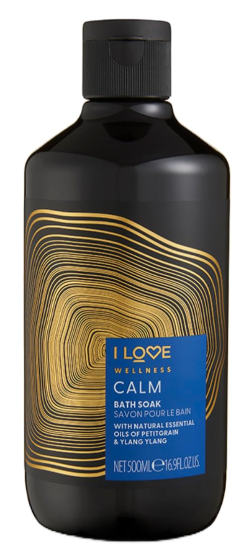 I LOVE? Wellness Bath Soak Calm ? Relaxing Bath Soak with Lavender & Chamomile Essential Oils ? 100% Natural Fragrance ? Vegan & Cruelty-Free