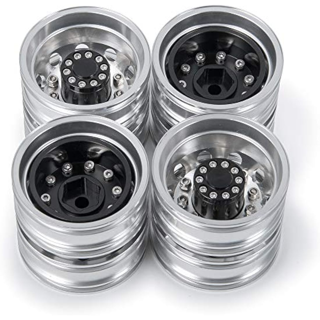 AXspeed Pack of 4 Metal Rear Wheel Rims for 1/14 RC Tamiya Tractor Climbing Trailer