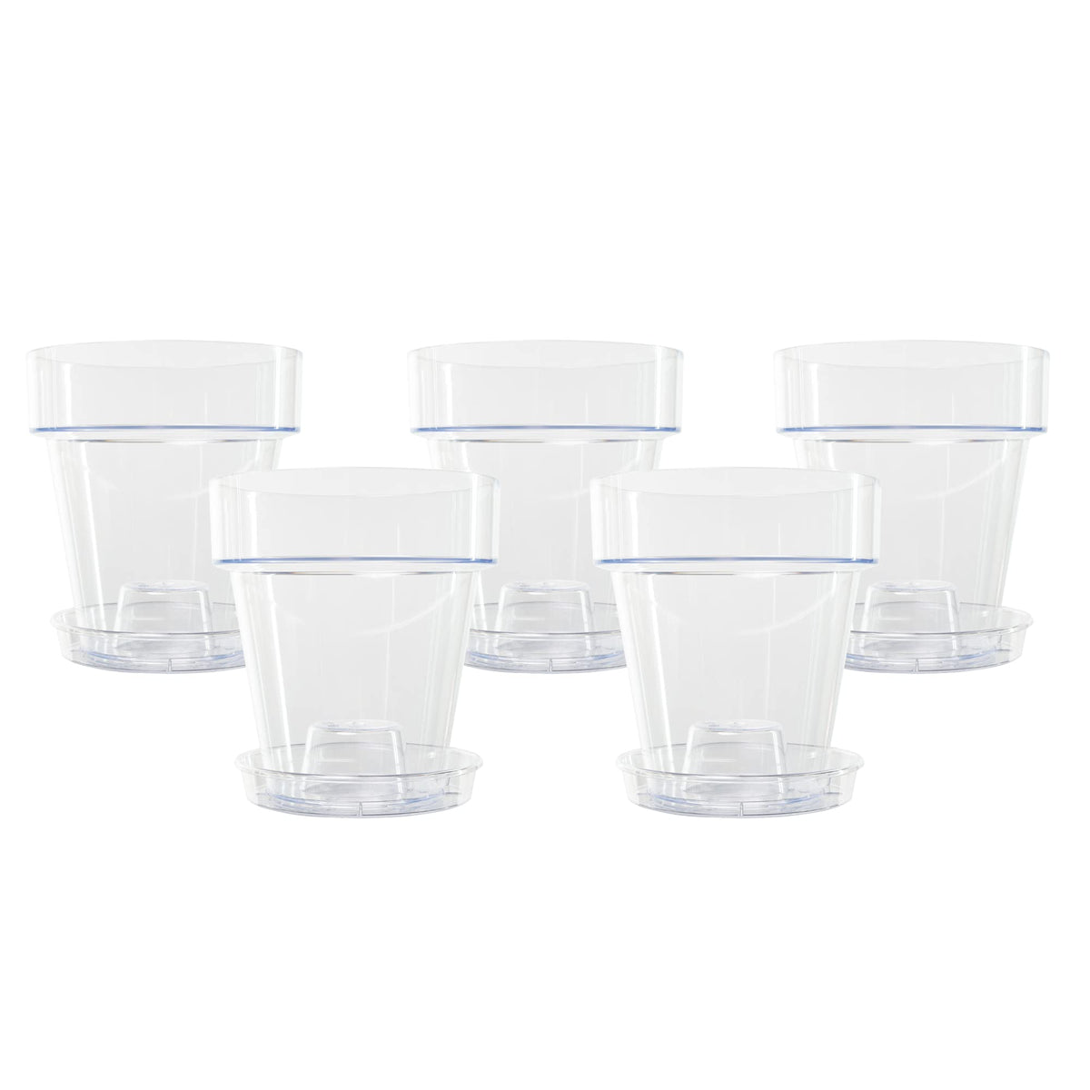 Kalapanta Clear Plastic Orchid Pot with Drainage Holes and Saucer (5, 14 cm Diameter)