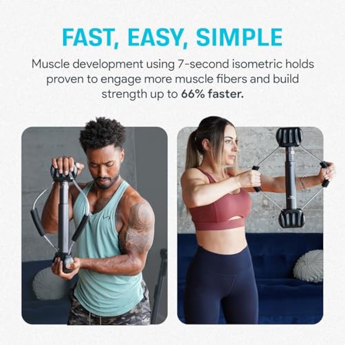 Bullworker Steel Bow 50 cm - Isometric Exercise Equipment, Portable At Home Gym Equipment for Back, Shoulder, Biceps, Triceps, Abs, Chest and Arms, Home Workout Exerciser for Men & Women, 0-130lbs