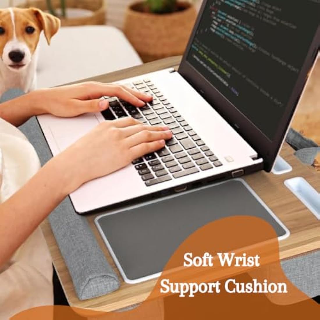 Laptop Tray with Pillow Cushion - Adjustable Lap Desk for Bed & Sofa - Built-in Mouse Pad, Wrist Rest & Phone Holder - Fits Up to 17" Laptops - Portable Writing & Gaming Tray