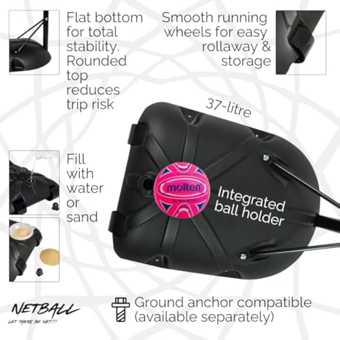 NET1 Black Pole Pad Netball System
