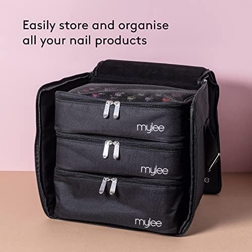 MYLEE Gel Polish Carry Case – Nail Polish Storage Organiser, Holds 84 Nail Polish Bottles, 3X Removable Trays, Travel Friendly Bag, Nail Technician Case, Foam Insert, Professional & Home Use