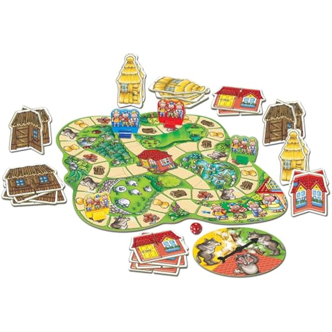 Orchard Toys Three Little Pigs Game, Fun Board Game for Children Age 3-6, Family Game Toy, Assorted Colours Lime Green
