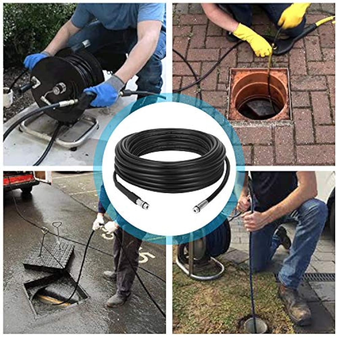 STYDDI Pressure Washer Drain Pipe Hose Cleaning Kit for Karcher K2-K7 Series and LAVOR Pressure Washer, with Jet Nozzle and Rotating Jet Nozzle, 30 M, 180 Bar