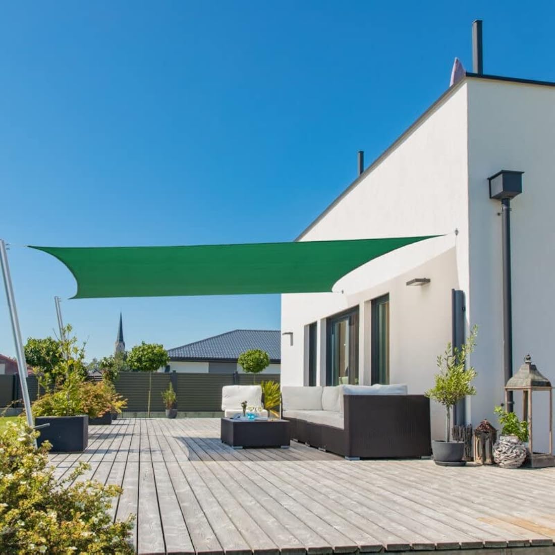 Windhager Capri Rectangular Sun Sail 4 x 5 m, Sun Protection for Garden and Patio, UV and Weather Resistant, Olive