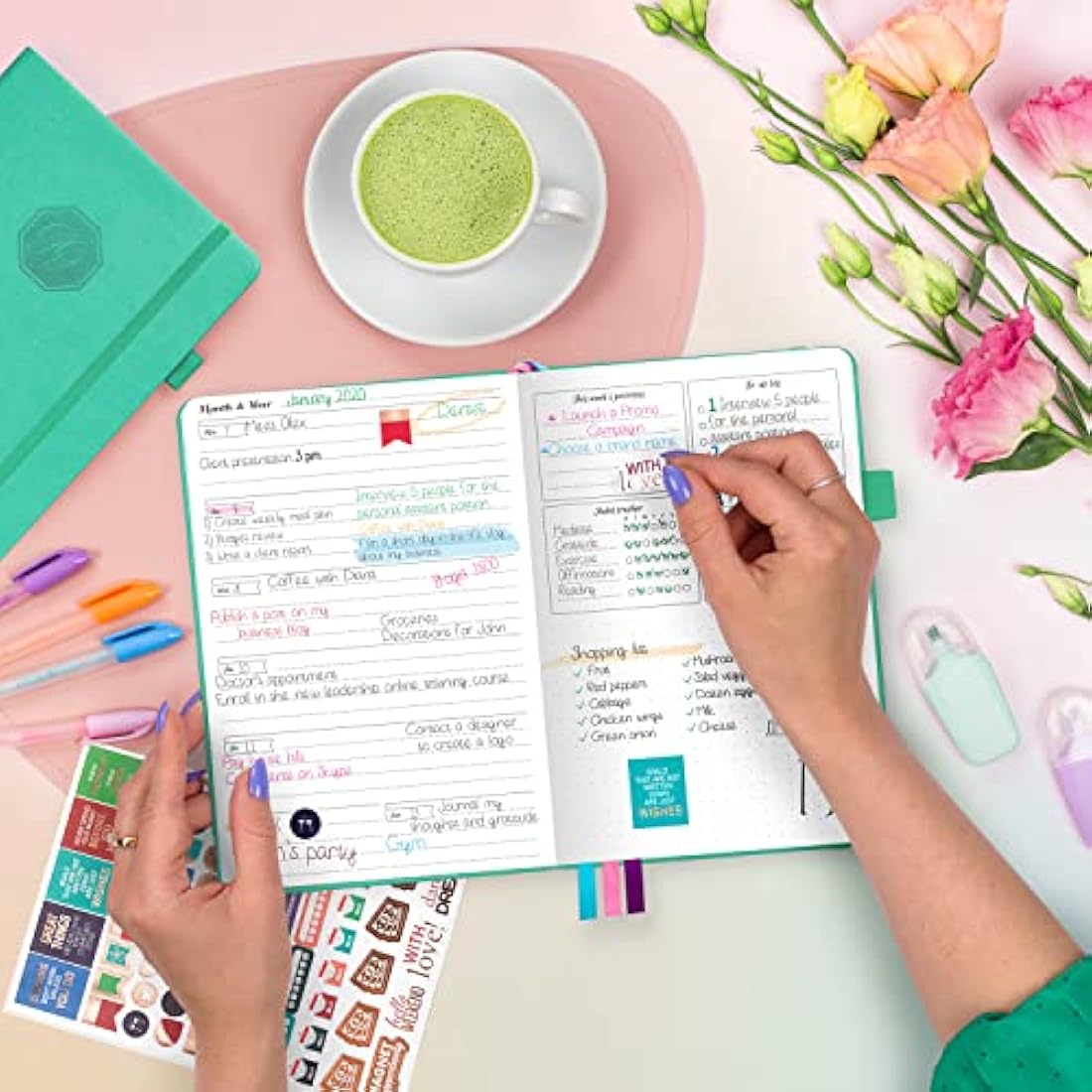 GoGirl Planner and Organizer for Women – Compact Weekly Planner, Goals Journal & Agenda to Improve Time Management & Productivity (Mint Green)