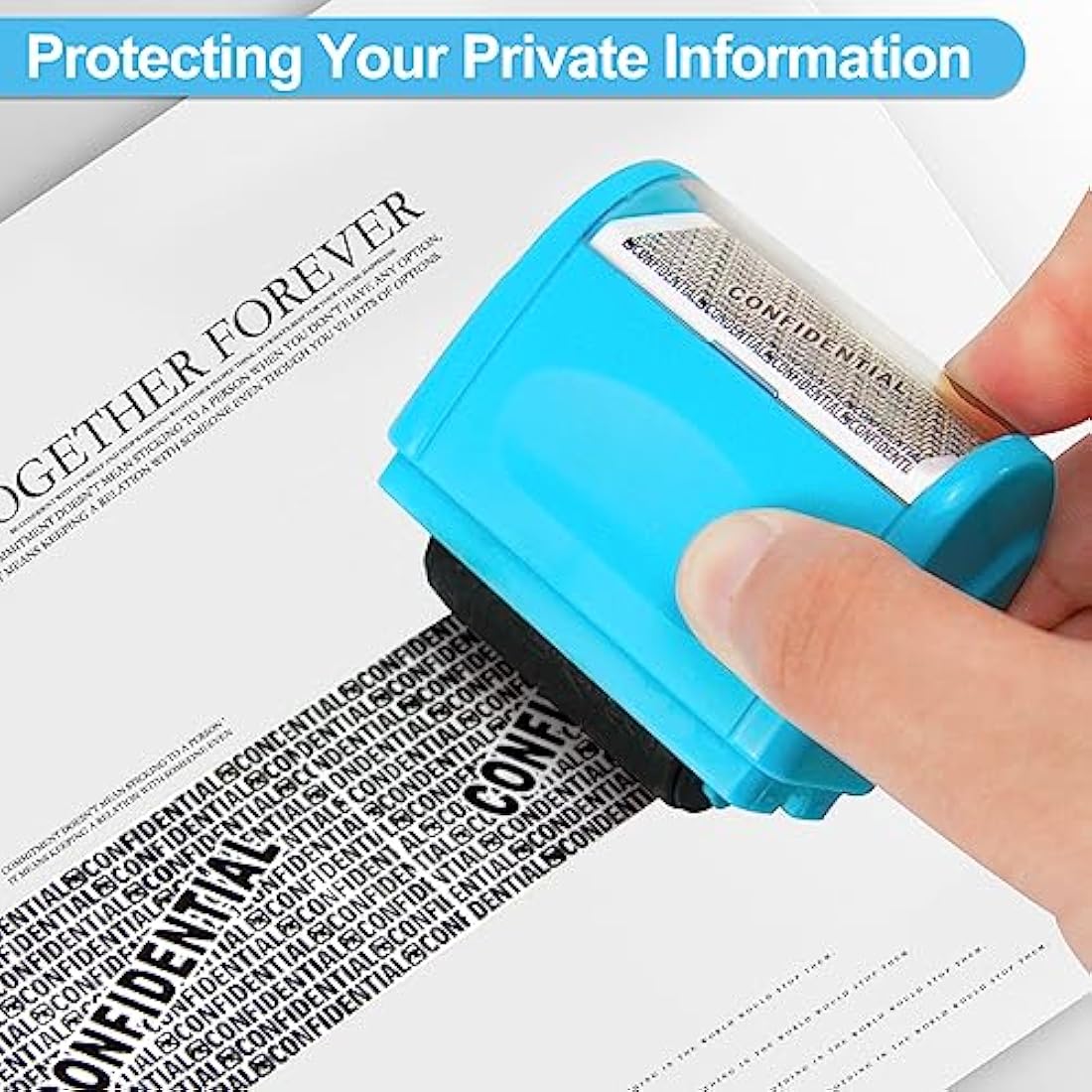 AUXHCYL Confidential Roller Stamp, Data Defender, Identity Theft Protection Roller Stamp, Including 3-Pack Refills, Anti Theft and Privacy Safety(Blue)