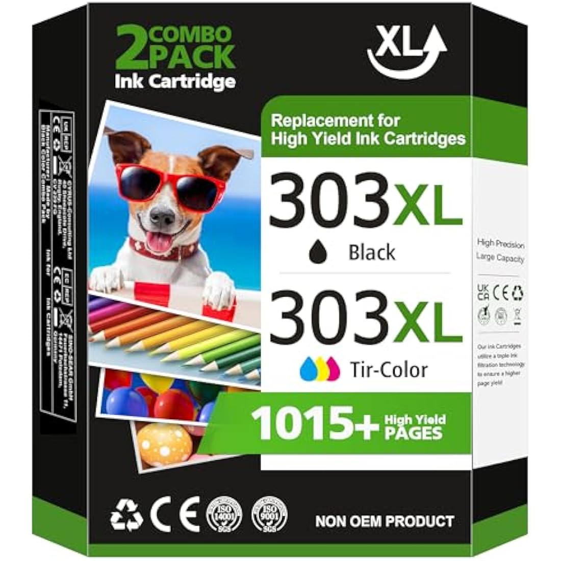 LIFOR 303XL 303 XL Ink Cartridges Black and Colour High Yield Replacement for HP 303 Ink Cartridges Combo Pack for HP 6200 6230 7100 7134 7234 6234 6220 7830 7130 (2-Pack)