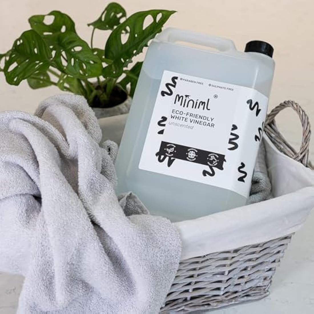 Miniml Eco White Vinegar Cleaning - All Natural Multi-Surface & Multi-Purpose Cleaner, Limescale Remover, Laundry Softener & More - 100% Vegan & Cruelty Free (5L (Pack of 1)
