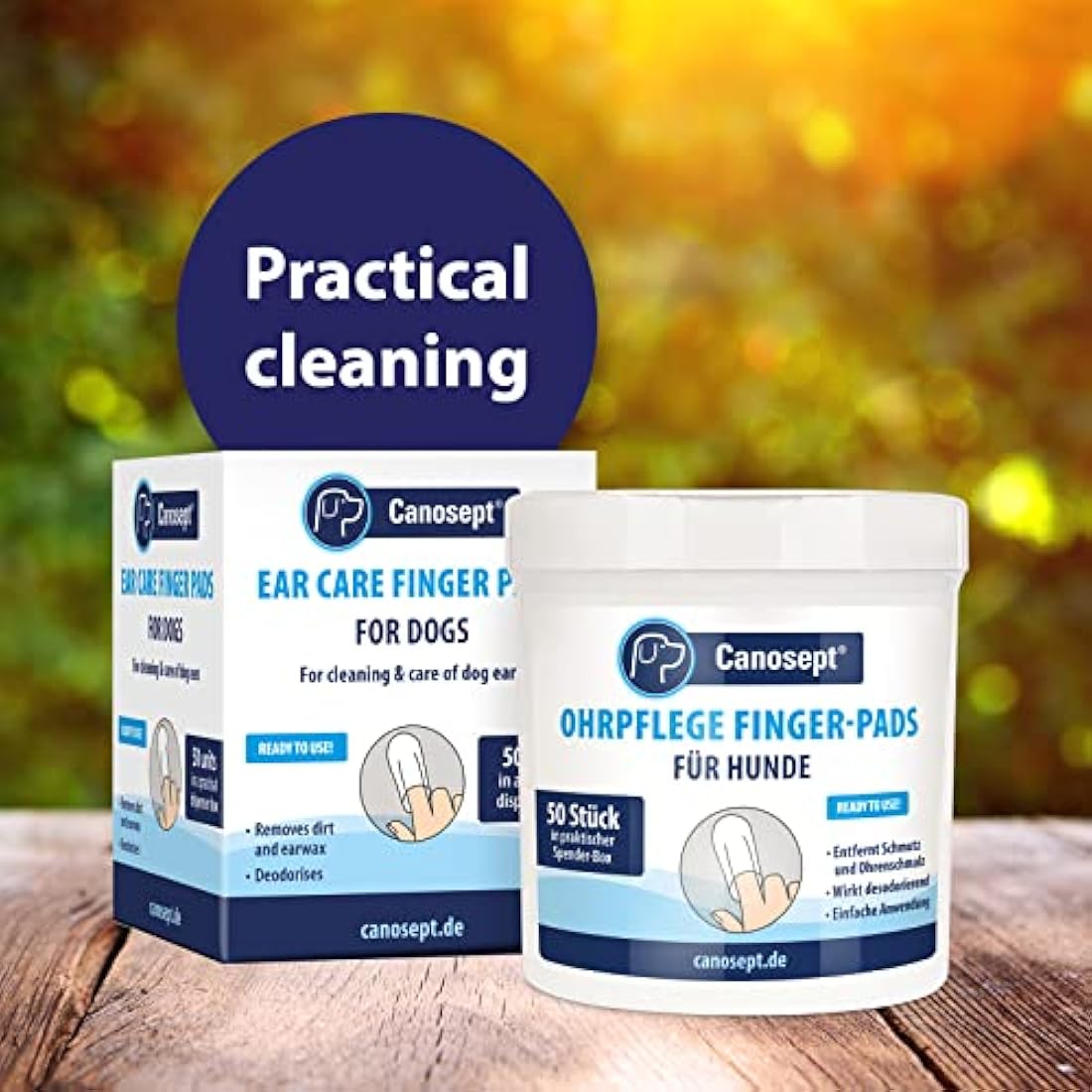 Canosept Dog Ear Wipes 3x 50 Pads - Dog Ear Cleaner Wipes - Clean Ear Finger Pads For Dogs - Dog ear wipes finger - Care And Hygiene Of The Dogs Ears - Dirt And Ear Wax Remover - Deodorizing Effect