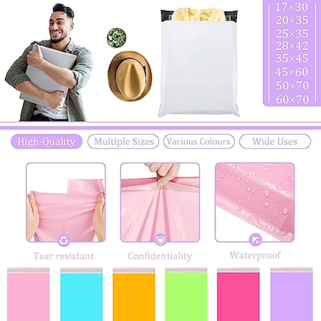 10pcs 50x70cm Purple Vinted Postage Bags Mailing Bags for Clothes,Mailing Poly Postal Self Seal Bags,Large Parcel Shipping Bags Strong Packaging Bag Delivery Bags Plastic Envelopes for Posting Clothes