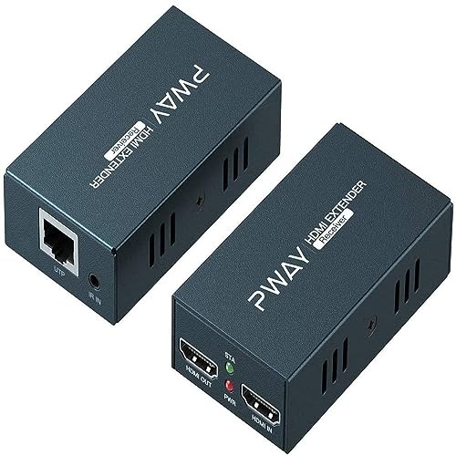 PWAY PW-HT225PIR HDMI Extender 195ft/60m Transmission over Single Cat5e/6/7 Full HD 1080P Support IR Control Loop out 3D EDID Function