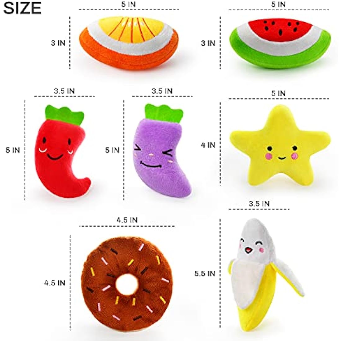 LEGEND SANDY Legend Sandy14 Pack Dog Squeaky Toys Cute Stuffed Plush Fruits Snacks and Vegetables Dog Toys for Puppy Small Dogs