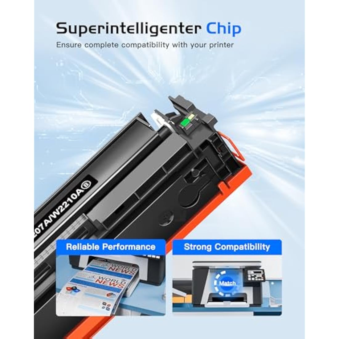 GPC Image 207A 207X Toner Cartridge with Chip Compatible with for HP 207X 207A for Color Laserjet Pro MFP M283fdw MFP M282nw MFP M283fdn for M255dw M255nw Printers W2210A W2211A W2212A W2213A(4-pack)