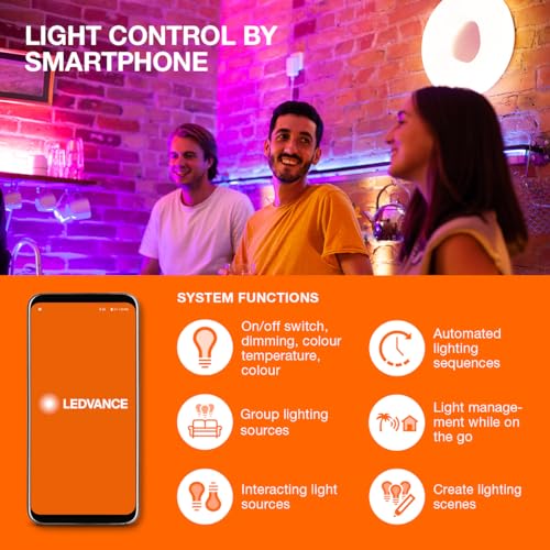 LEDVANCE Smart LEDPanel Luminaire with WiFi Technology for Inside, Tunable White (3000-6500K), RGB Colors Changeable, 450 mm X 450 mm, Compatible with