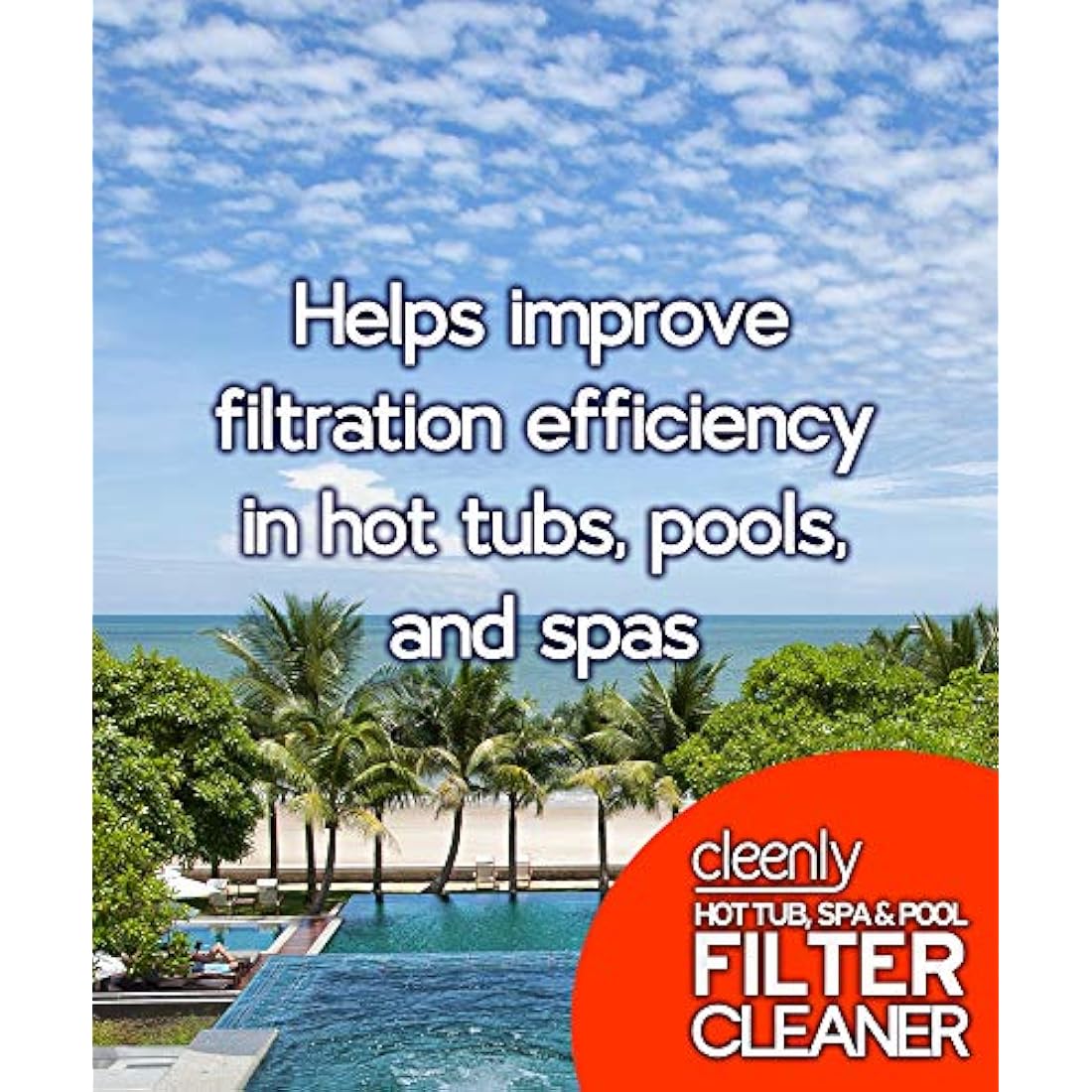 Cleenly Powerful Hot Tub Filter Cleaner Solution - for Hot Tub, Pool and Spa - Destroys, Oil, Grease, Minerals (5 Litres)