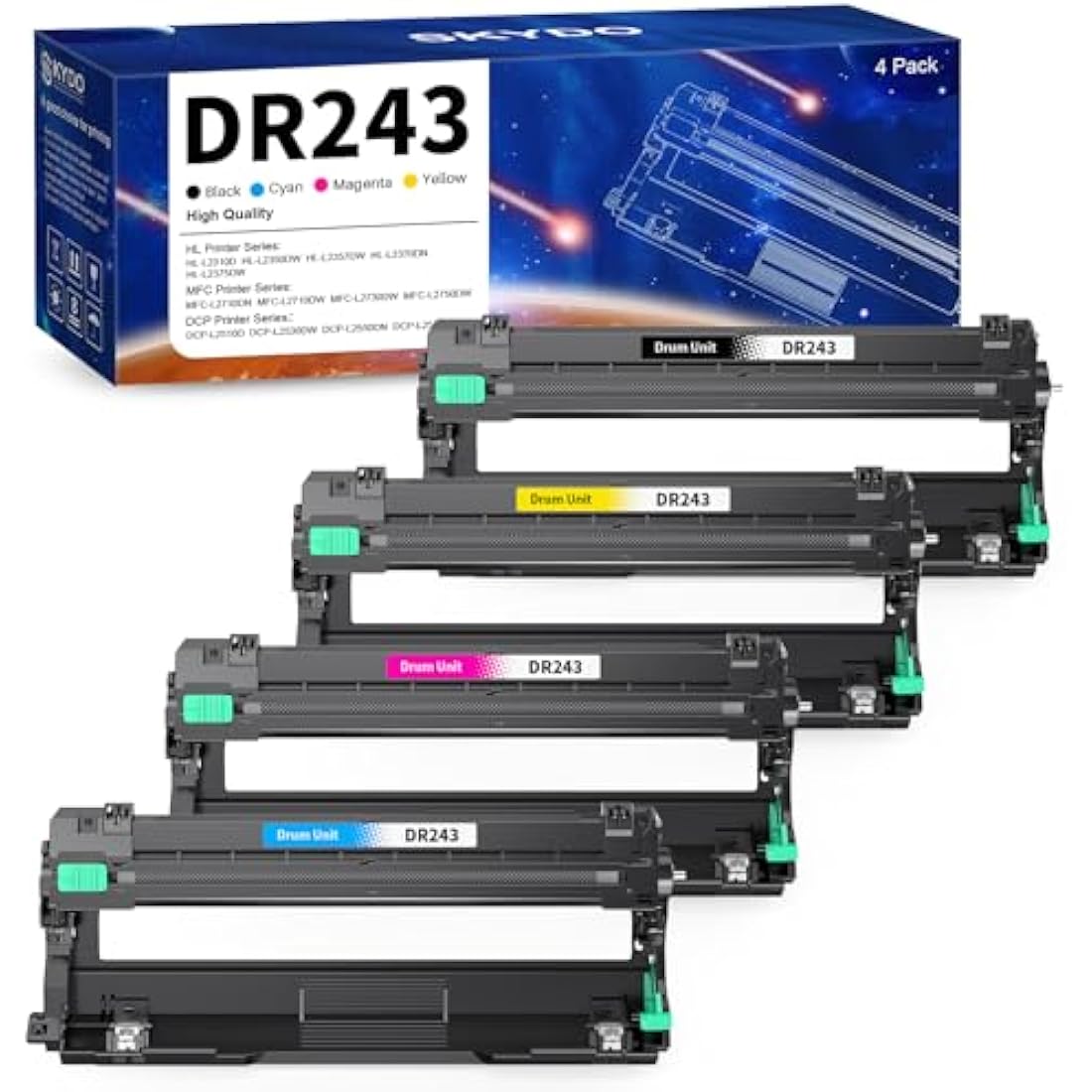 Skydo DR243 DR243CL Drum Unit Compatible for Brother DR-243CL Drum Unit for DCP-L3550CDW HL-L3230CDW DCP-L3510CDW MFC-L3710CW HL-L3210CW MFC-L3750CDW MFC-L3770CDW HL-L3270CDW Printer (4 Pack)