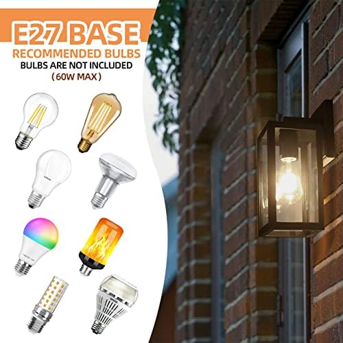 BRIMMEL Outdoor Wall Lights Black Wall Lantern Porch Light, Aluminum Exterior Wall Lanterns with Clear Glass Shade Anti-Rust Outdoor Wall Sconce Light Fixture, Matte Black, 2 Packs