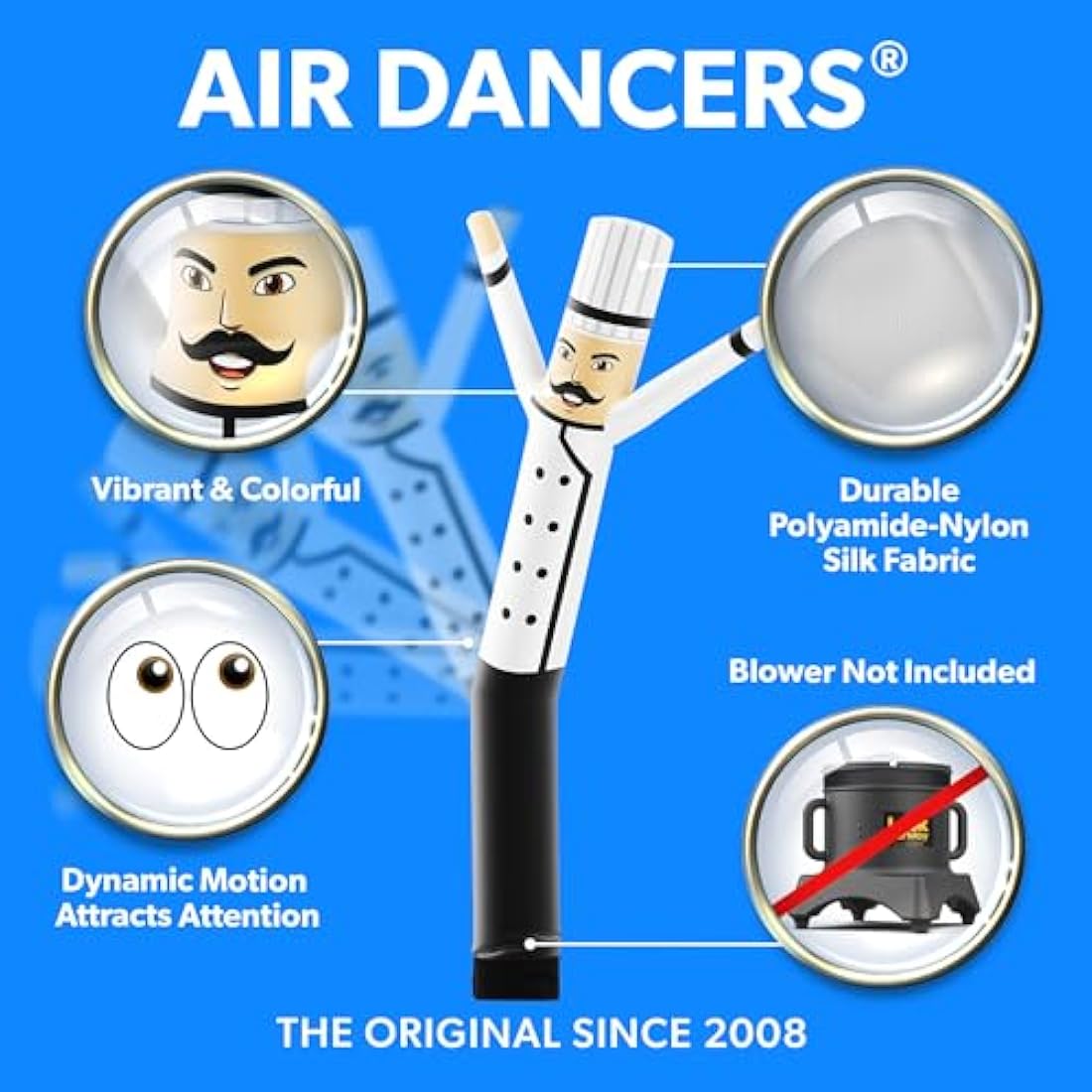 LookOurWay Air Dancers Inflatable Tube Man Attachment - 10 Feet Tall Wacky Waving Inflatable Dancing Tube Guy for Business Promotion (Blower Not Included) - Restaurant and Food Themed - Chef