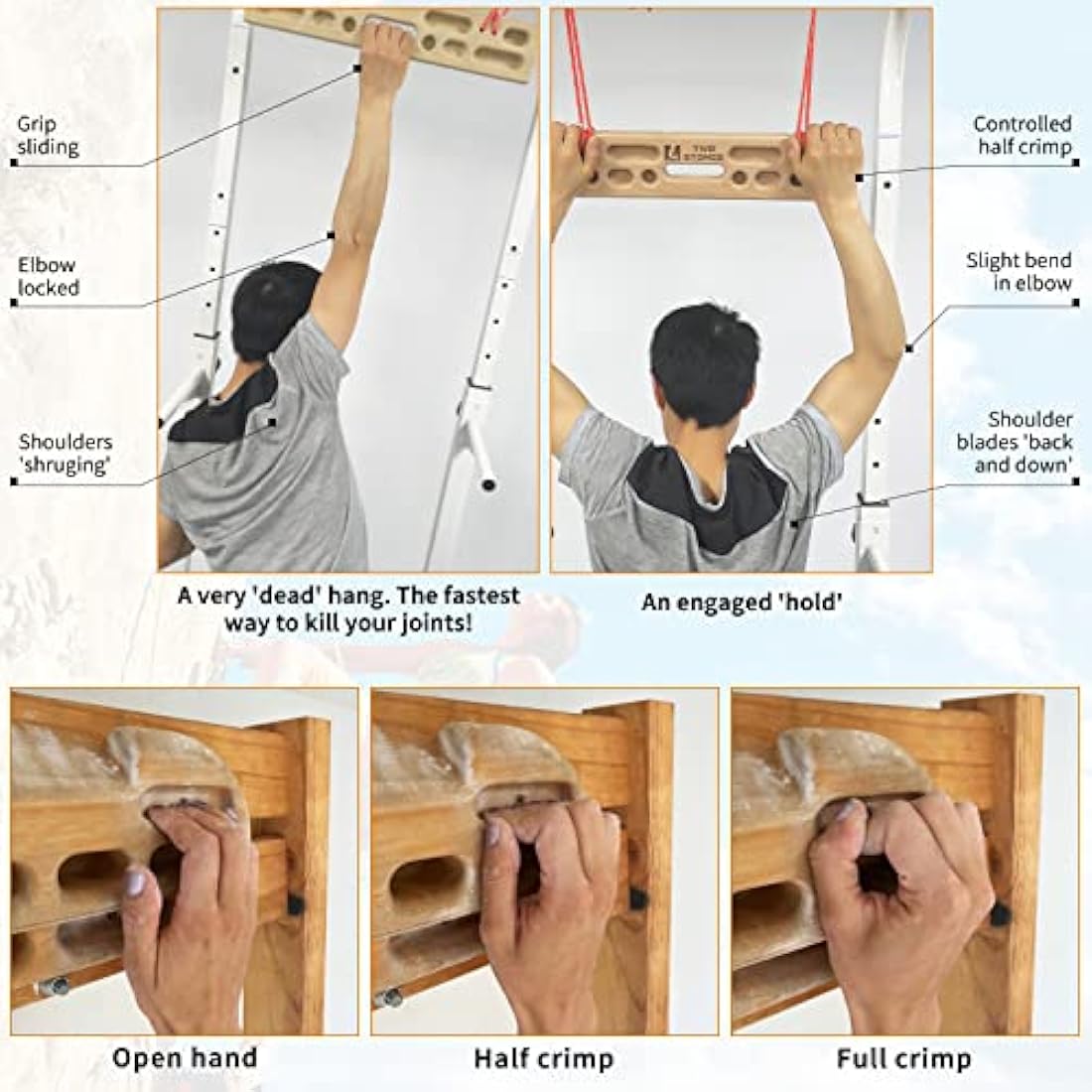 Compact Portable Fingerboard as Rock Climbing Training Boards with Edges and Pockets, Portable Climbing Hangboard as Rock Climbing Finger Strengthener Training Indoor and Outdoor (CJ-HB2055)